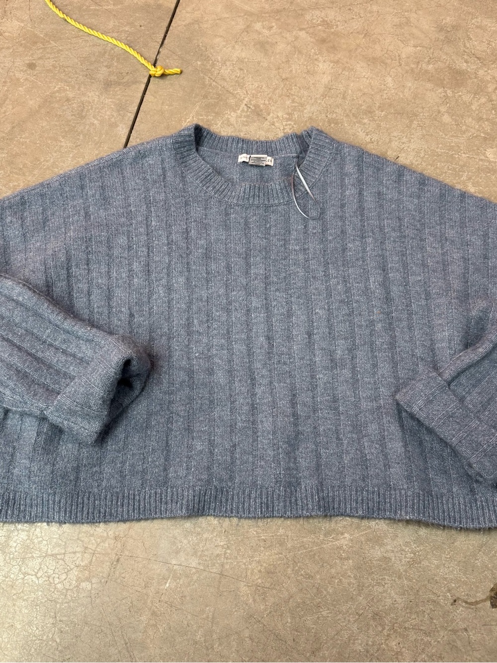 Sincerly Jules Ribbed Crewneck Sweater - Blue Gray